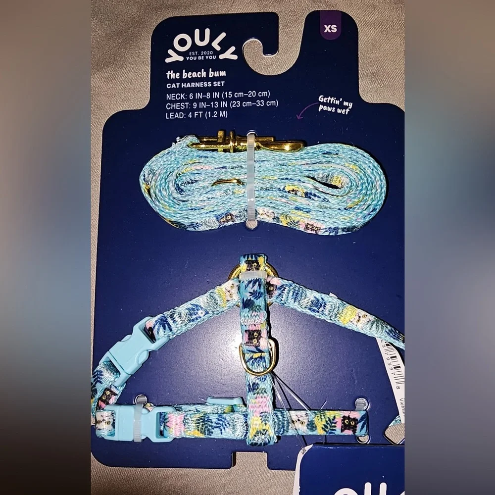 Youly the beach bum Tropical Cat Harness and Leash Set (X/S)